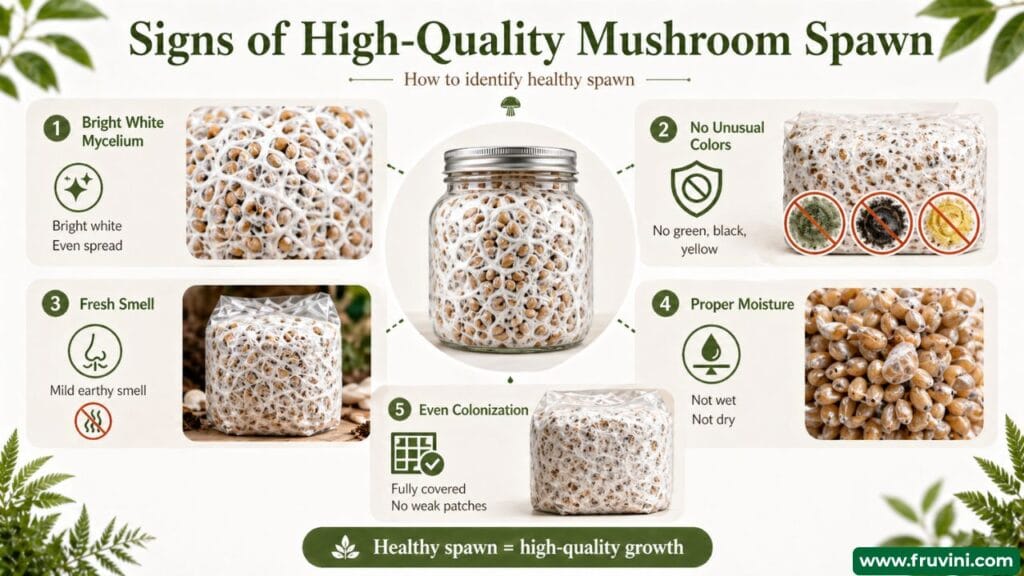 Sign of high quality mushroom spawn