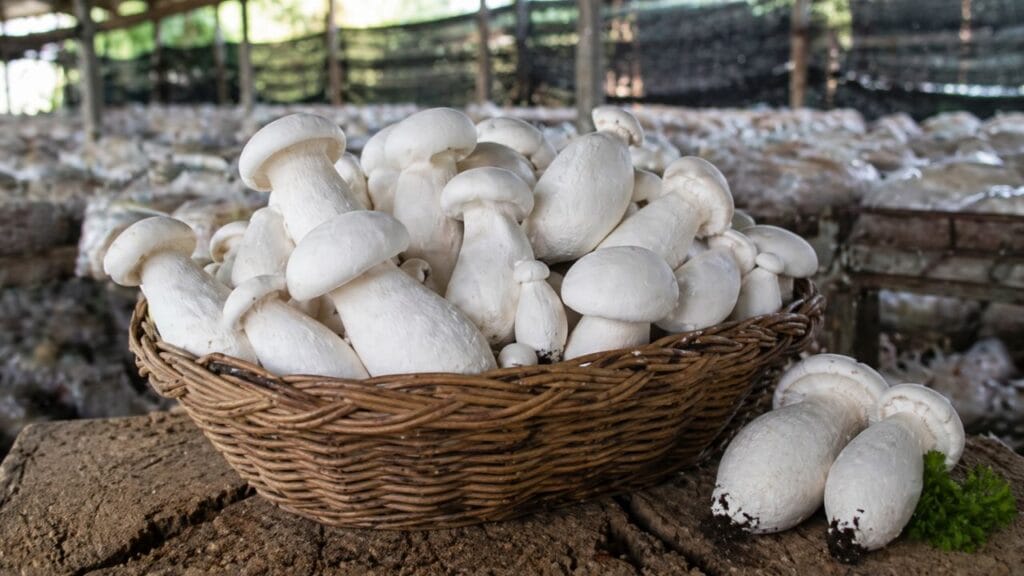 fresh milky mushroom harvest ready for market
