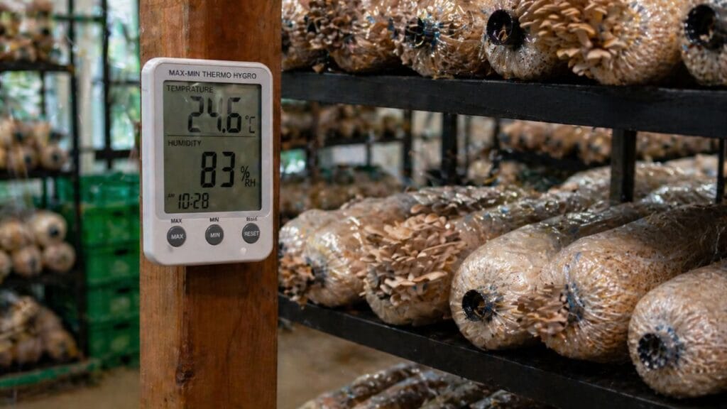 temperature and humidity control mushroom farming
