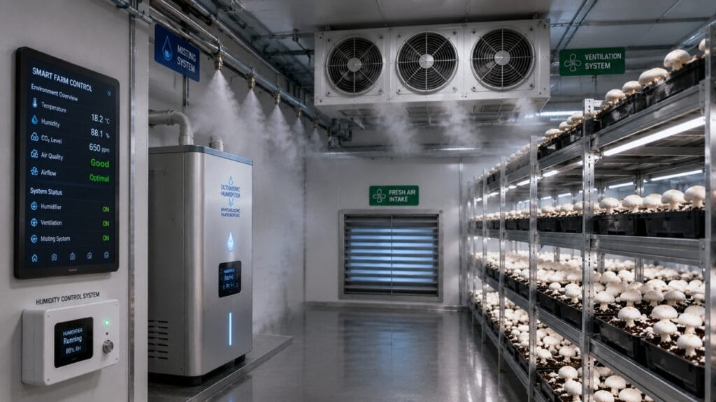 automated climate control systems in mushroom farming