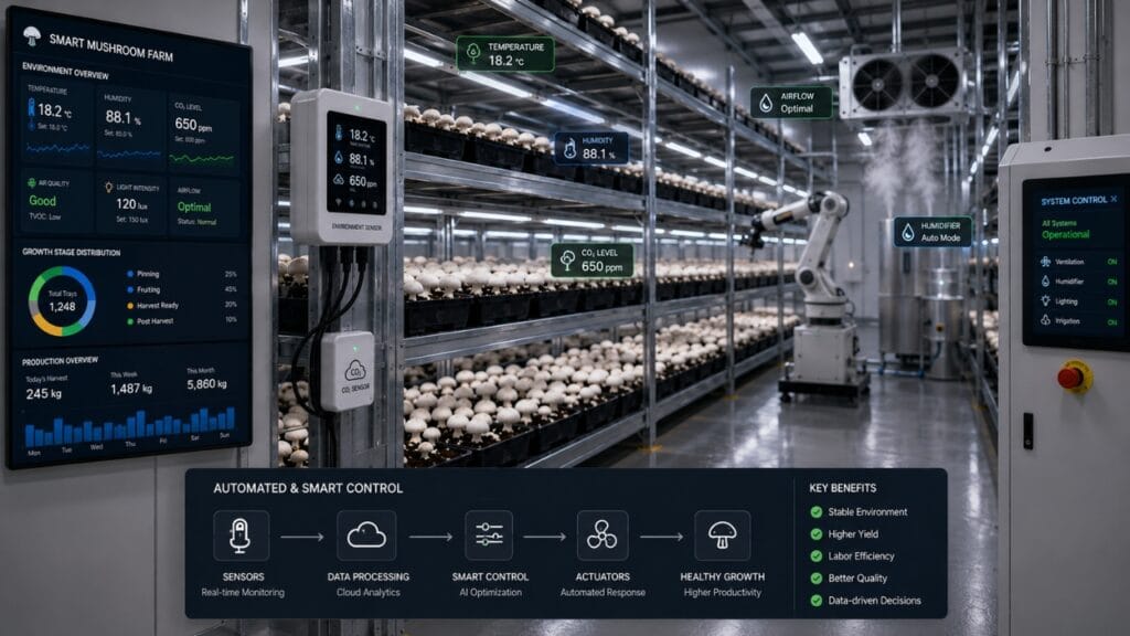 efficient smart mushroom farming with automation technology