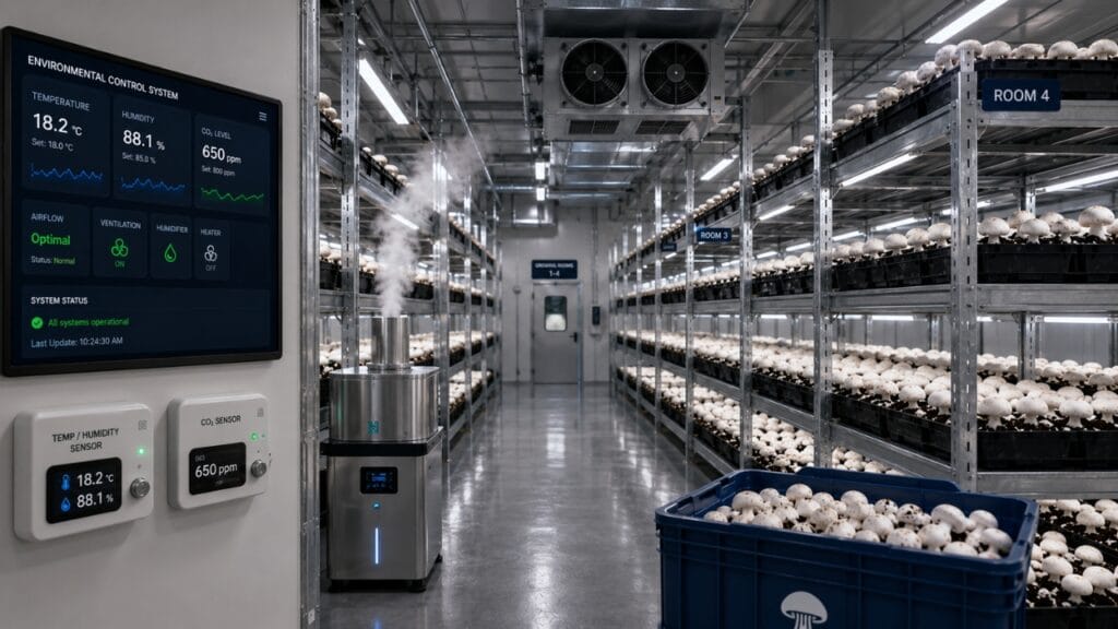 automated environmental management in mushroom farming
