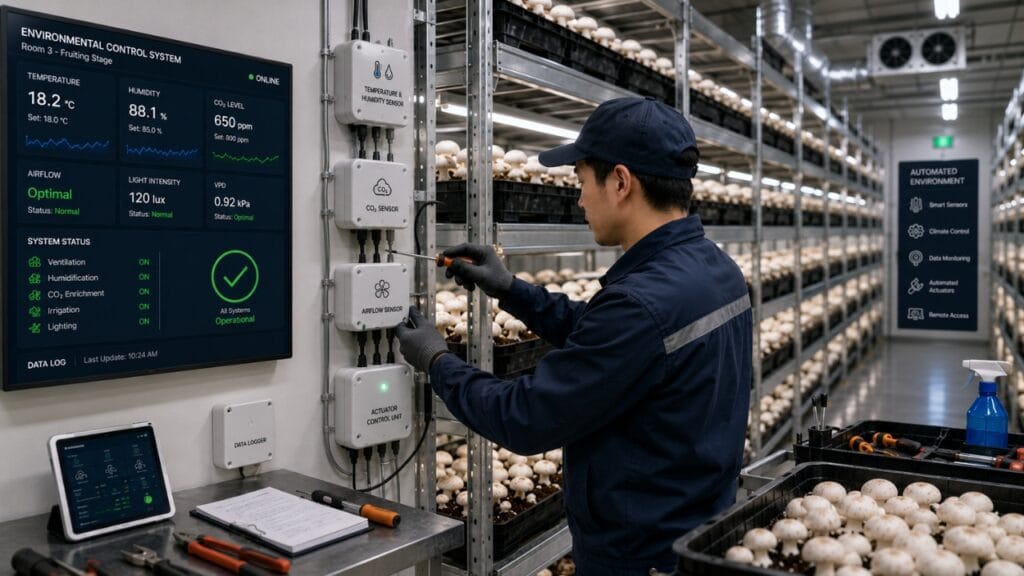 maintenance of smart farming sensors in mushroom facility