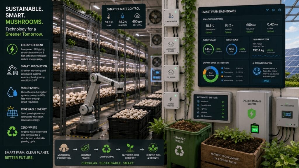 sustainable smart mushroom farming technology concept