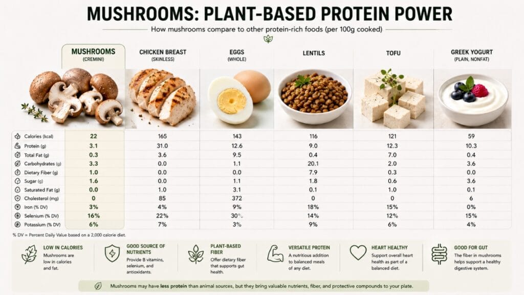 Mushroom Vs other protein rich foods