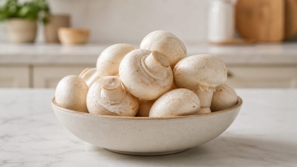 fresh button mushrooms for daily cooking