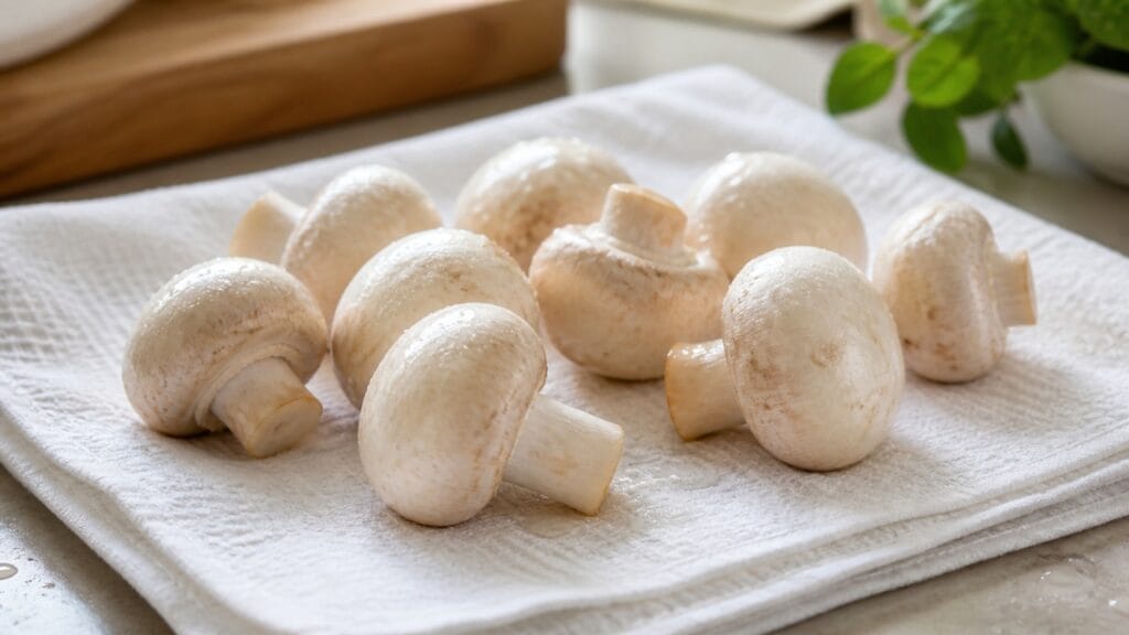 clean mushrooms ready for cooking preparation