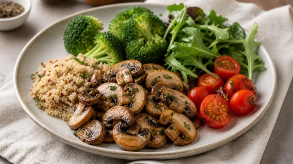 low fat mushroom meal healthy eating concept