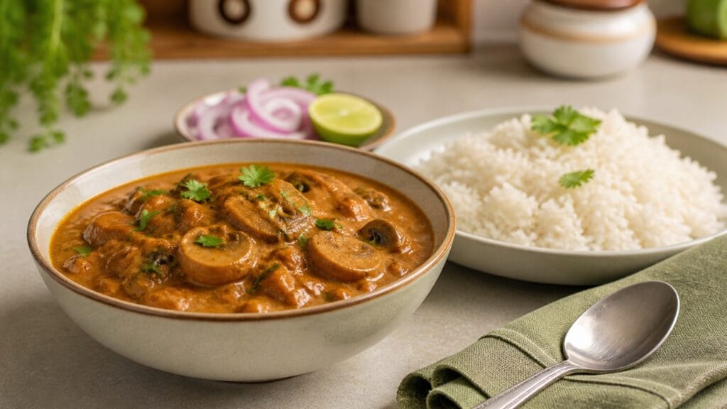 mushroom curry for lunch simple homemade recipe