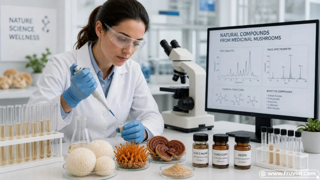 analyzing mushroom compounds in laboratory