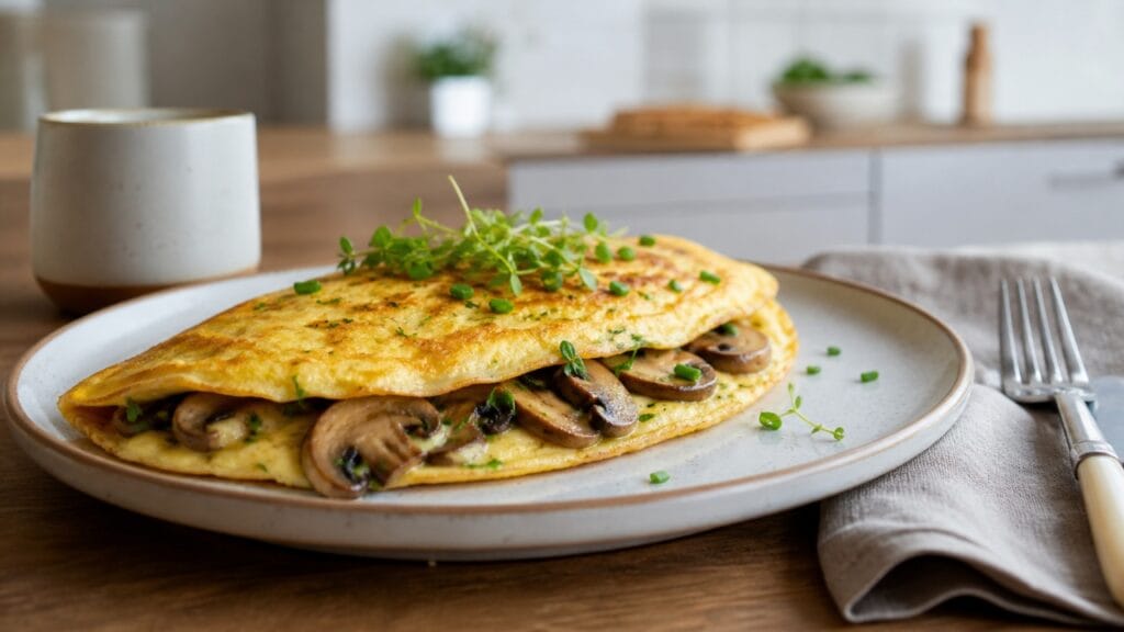 mushroom omelette healthy breakfast recipe