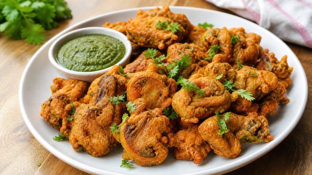 mushroom pakora Indian snack recipe