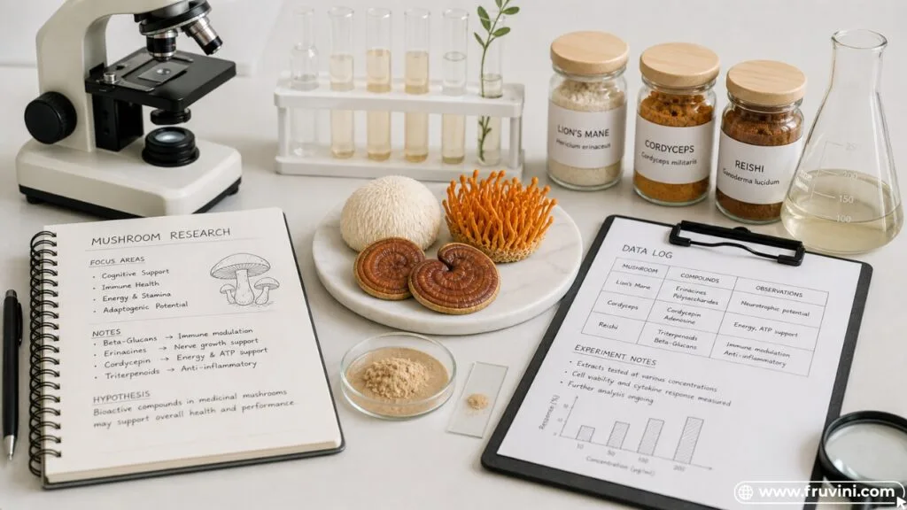 medicinal mushrooms scientific study concept