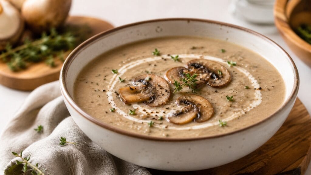 creamy mushroom soup healthy recipe bowl