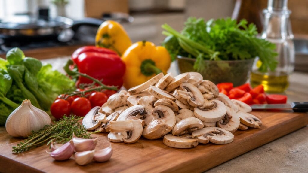 ingredients for mushroom stir fry recipe preparation