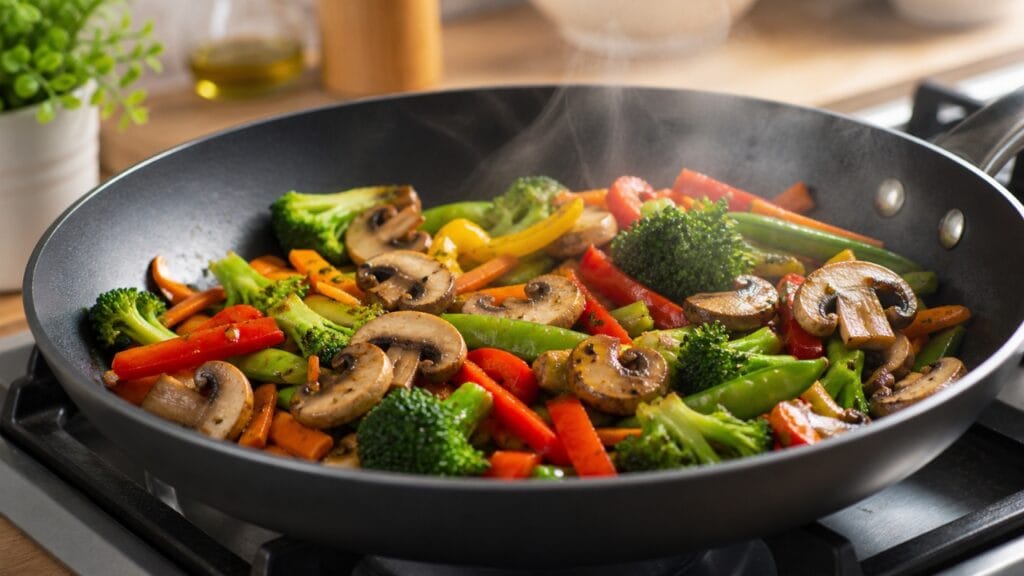 mushroom stir fry with vegetables healthy lunch