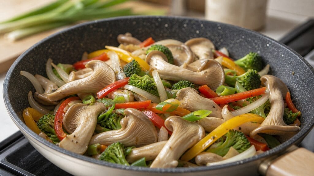 oyster mushroom stir fry with vegetables