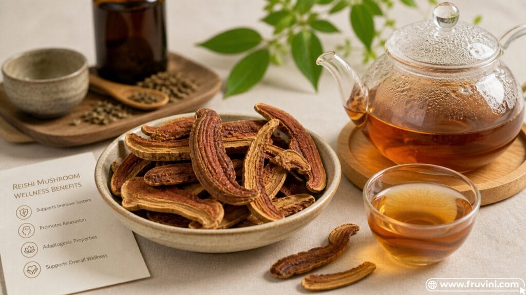 reishi mushroom tea preparation wellness drink